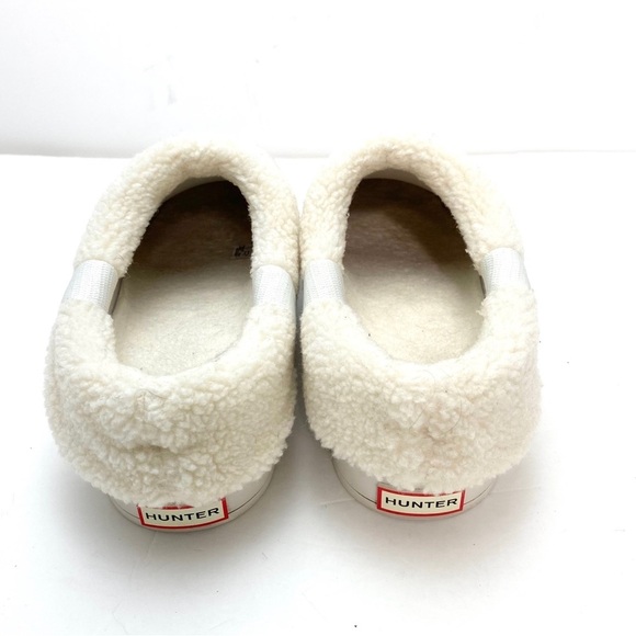 HUNTER White Play Vegan Shearling Insulated Clogs Slides In Cream Size 9 - Picture 10 of 13